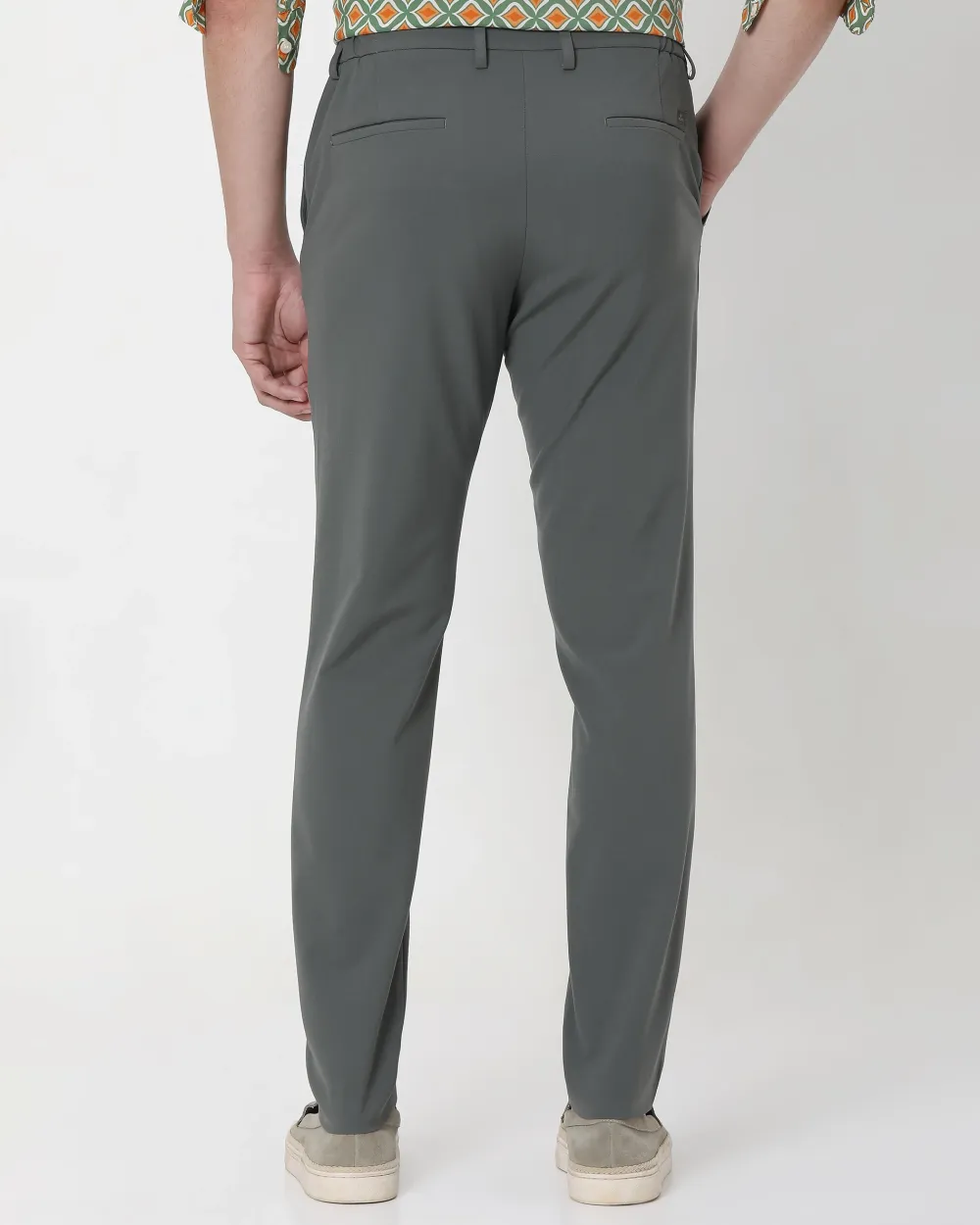 Classic Versatile Soft Slim-Fit Straight-Leg Olive Trousers
