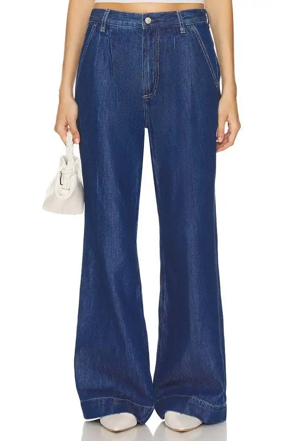 Classic Blue High-Waisted Denim Trousers