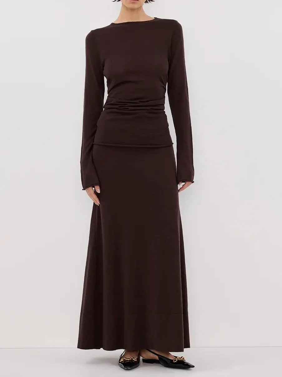 BITTER CHOC MERINO KNIT TOP