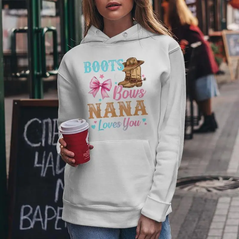 Boots Or Bows Nana Loves You Gender Reveal Family Women Hoodie