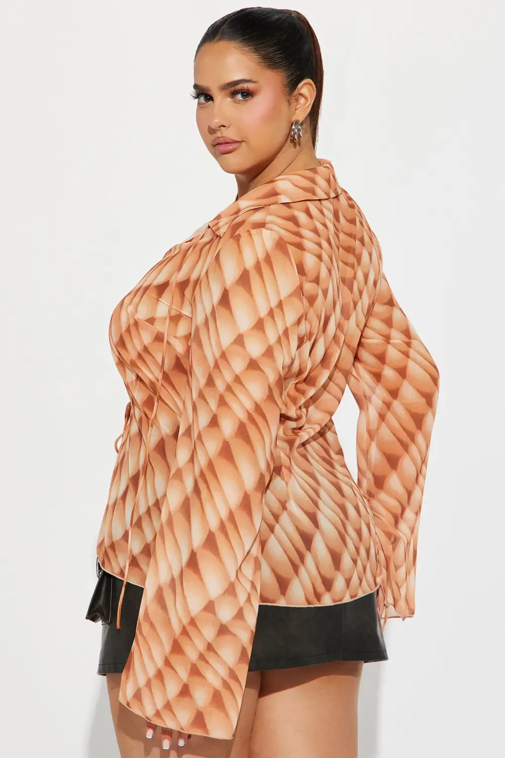 Free For Brunch Blouse Top - Orange/combo