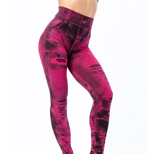 Women's High Elasticity High Waist Athletic Athleisure Black Burgundy S M Summer Spring