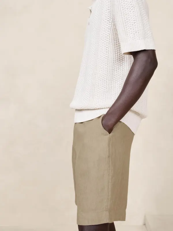 Skin-Friendly Linen 9-Inch Taupe Men's Shorts