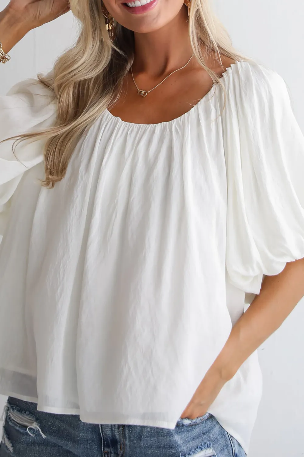 Classic Moment Off White Puff Sleeve Blouse