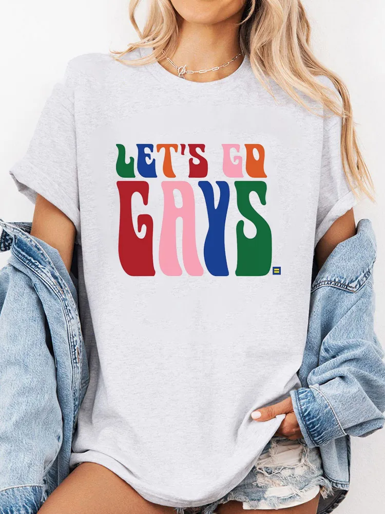 Let'S Go Gays Ringer T-Shirt Pure Cotton Round-Neck Short-Sleeved Top