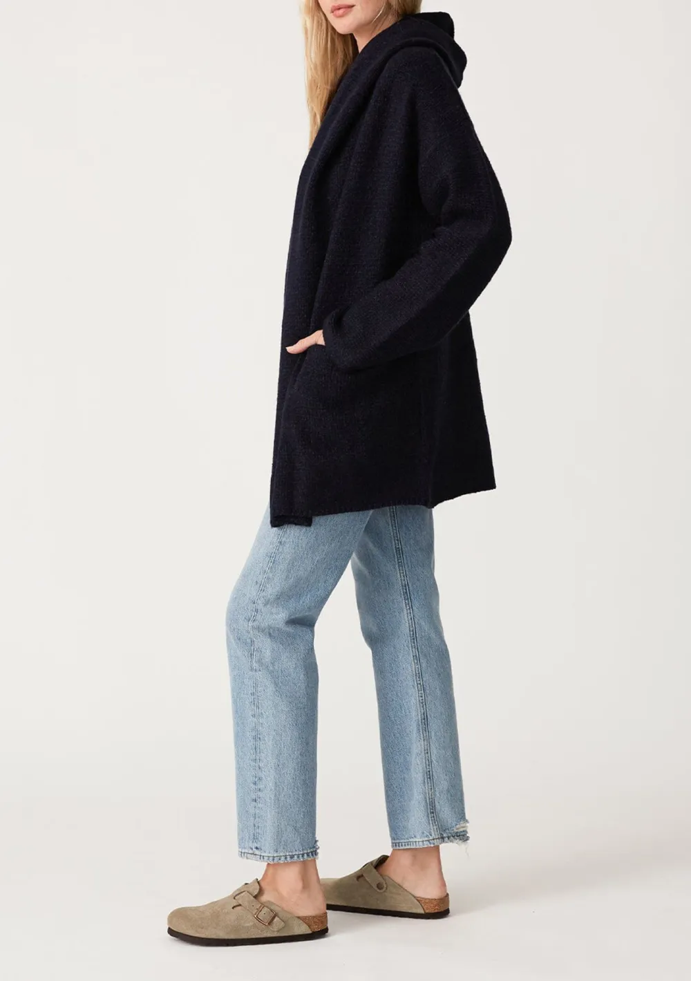 Open Front Drop Shoulder Coat