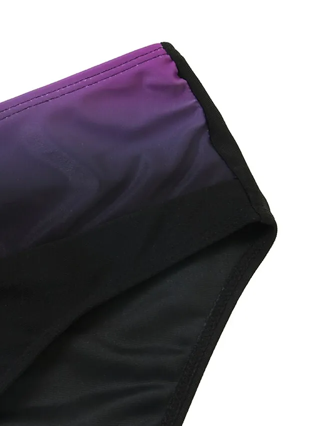 Women's Swimwear Bikini 2 Piece Normal Swimsuit Backless 2 Piece Push Up Sexy Printing Leaf Striped Black Light Green Wine Lavender Purple V Wire Bathing Suits New Vacation Stylish