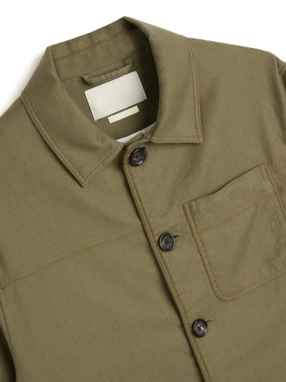 Green Unlined Linen-Cotton Trucker Jacket