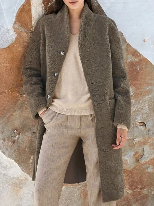 Loose Plain Teddy Jacket