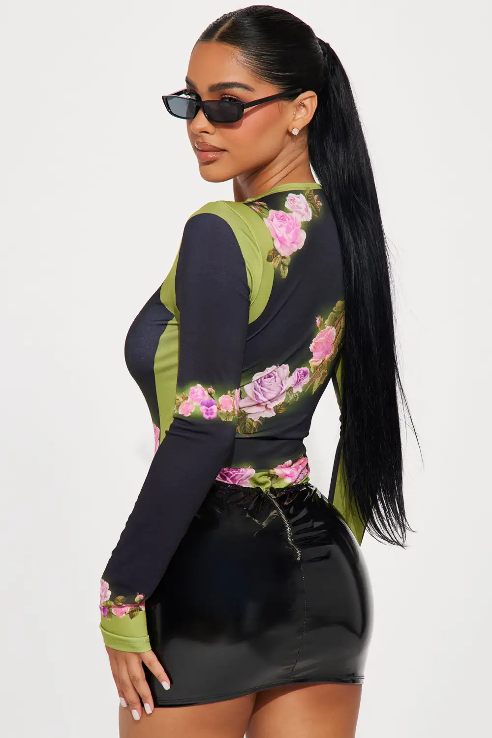 Kristy Floral Bodysuit - Green/combo