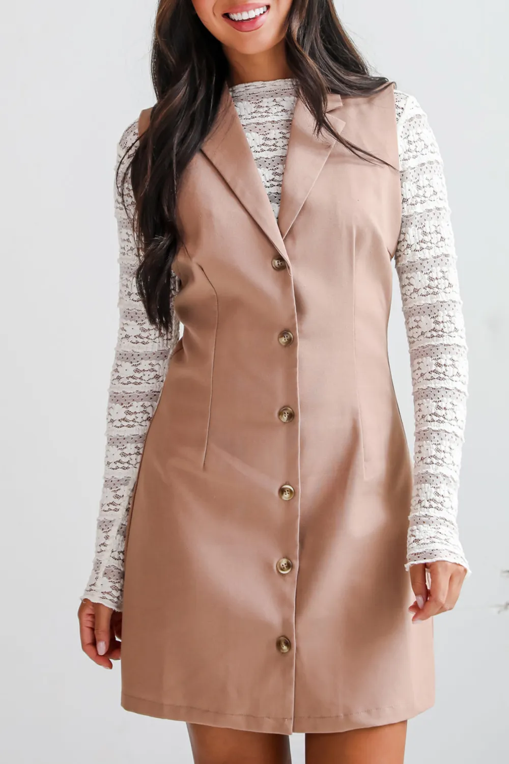 Bold Moves Mocha Sleeveless Blazer Mini Dress