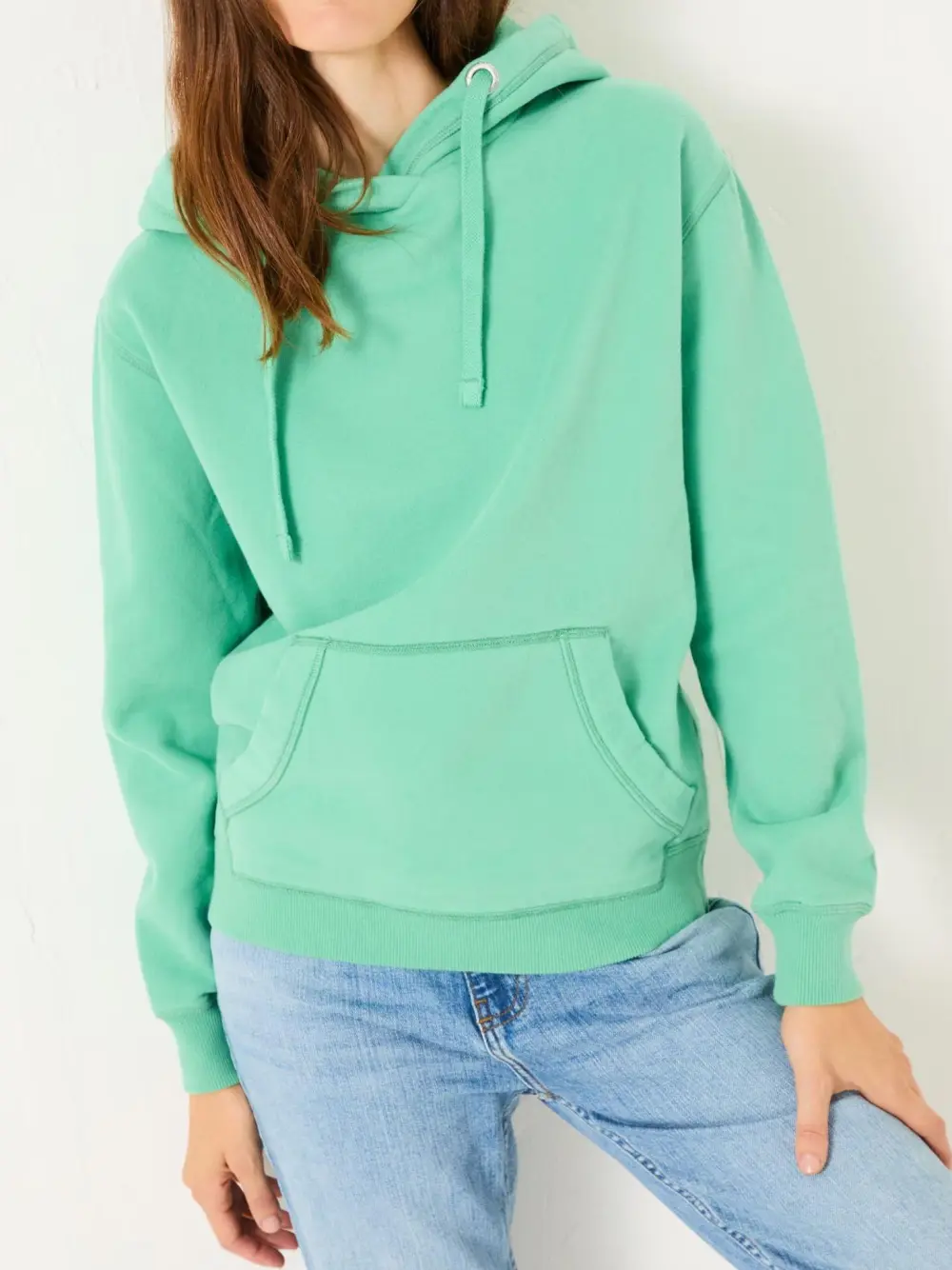 Green Casual Overhead Hoodie