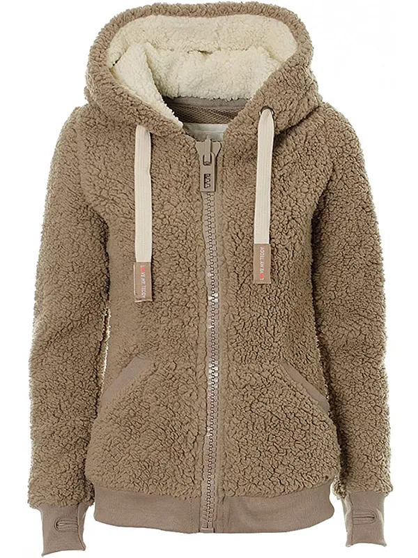 Women's New Hooded Sherpa Casual Winter Warm Jacket