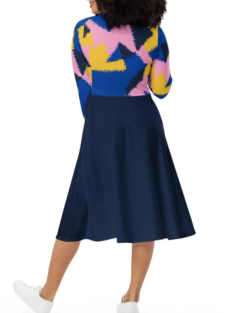 Colorful Jagged Midi Dress