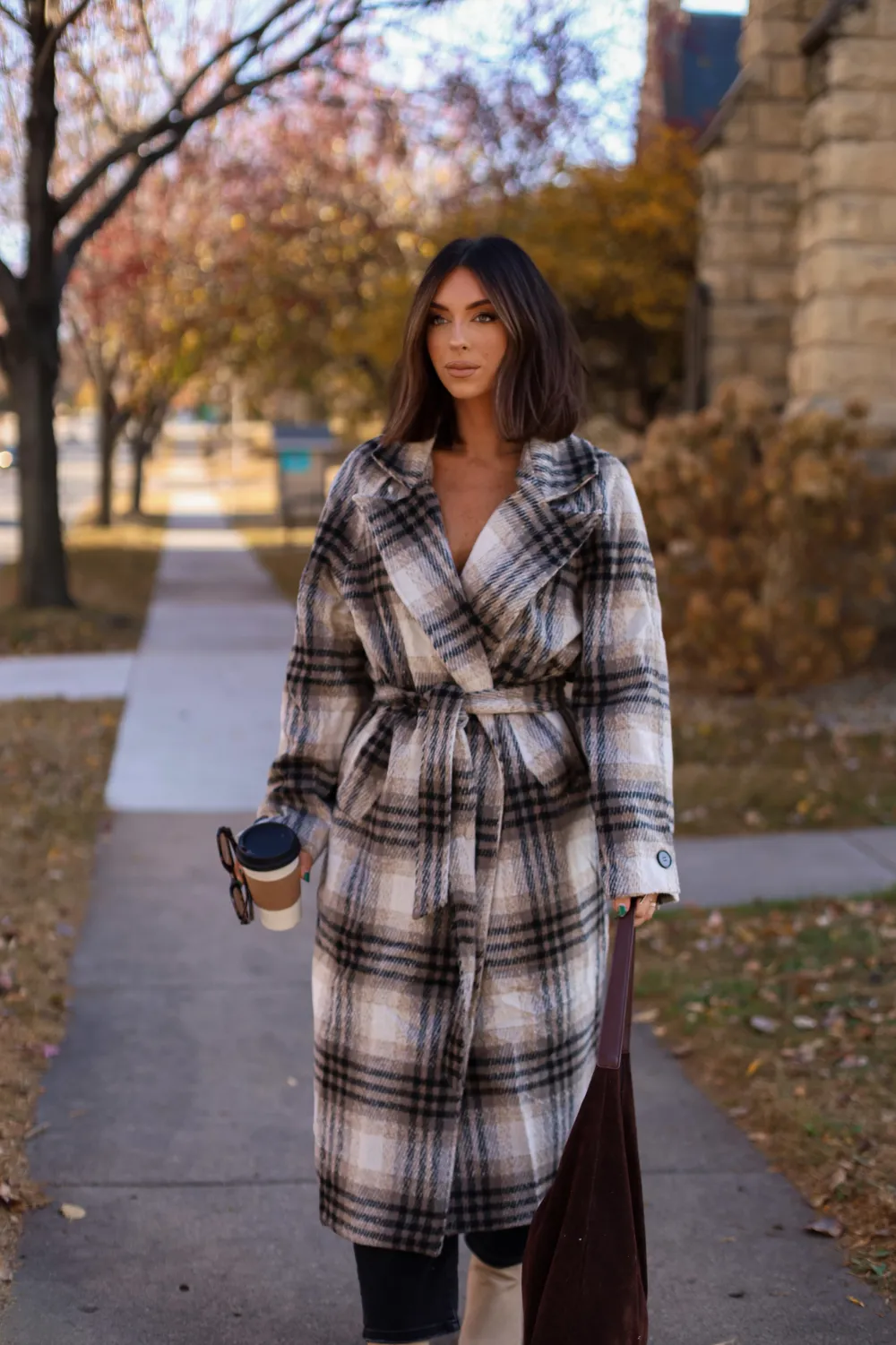 Plaid Trench Jacket