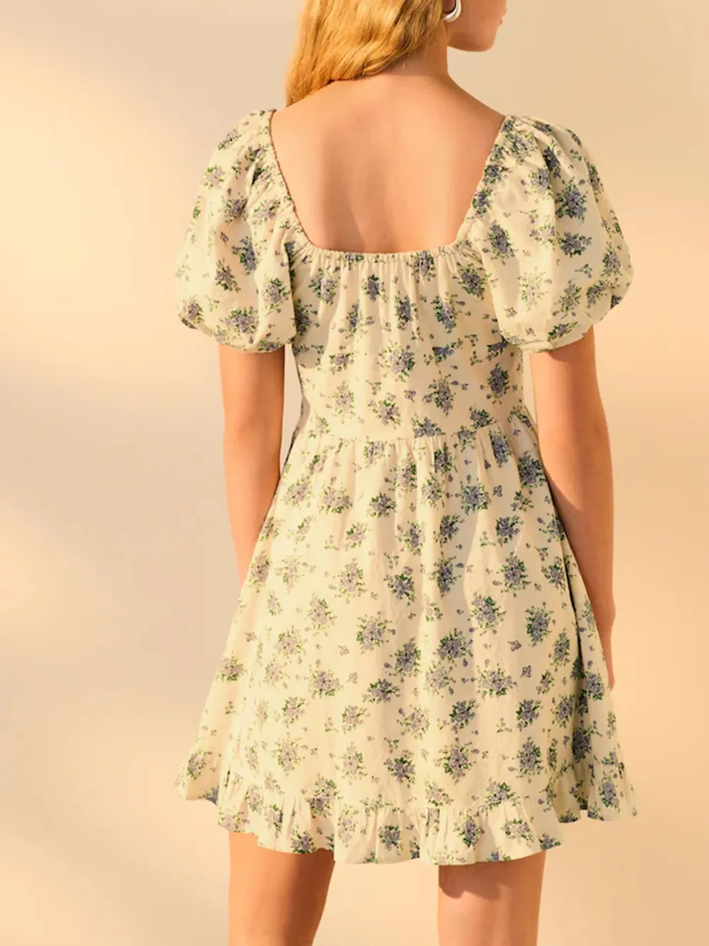 Summer Fresh Bubble Sleeve Pure Cotton Dress