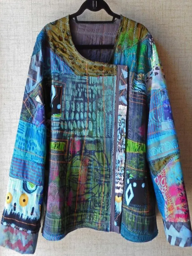 zolucky Casual Plus Size U Neck Abstract Casual Tops