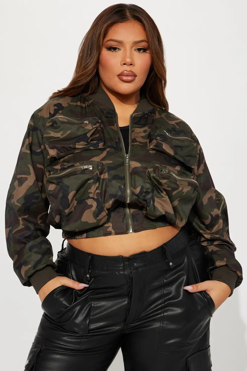 Fall In Line Camo Cargo Jacket - Olive/combo