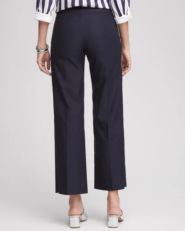 Navy Blue High Waisted Straight Leg Trousers