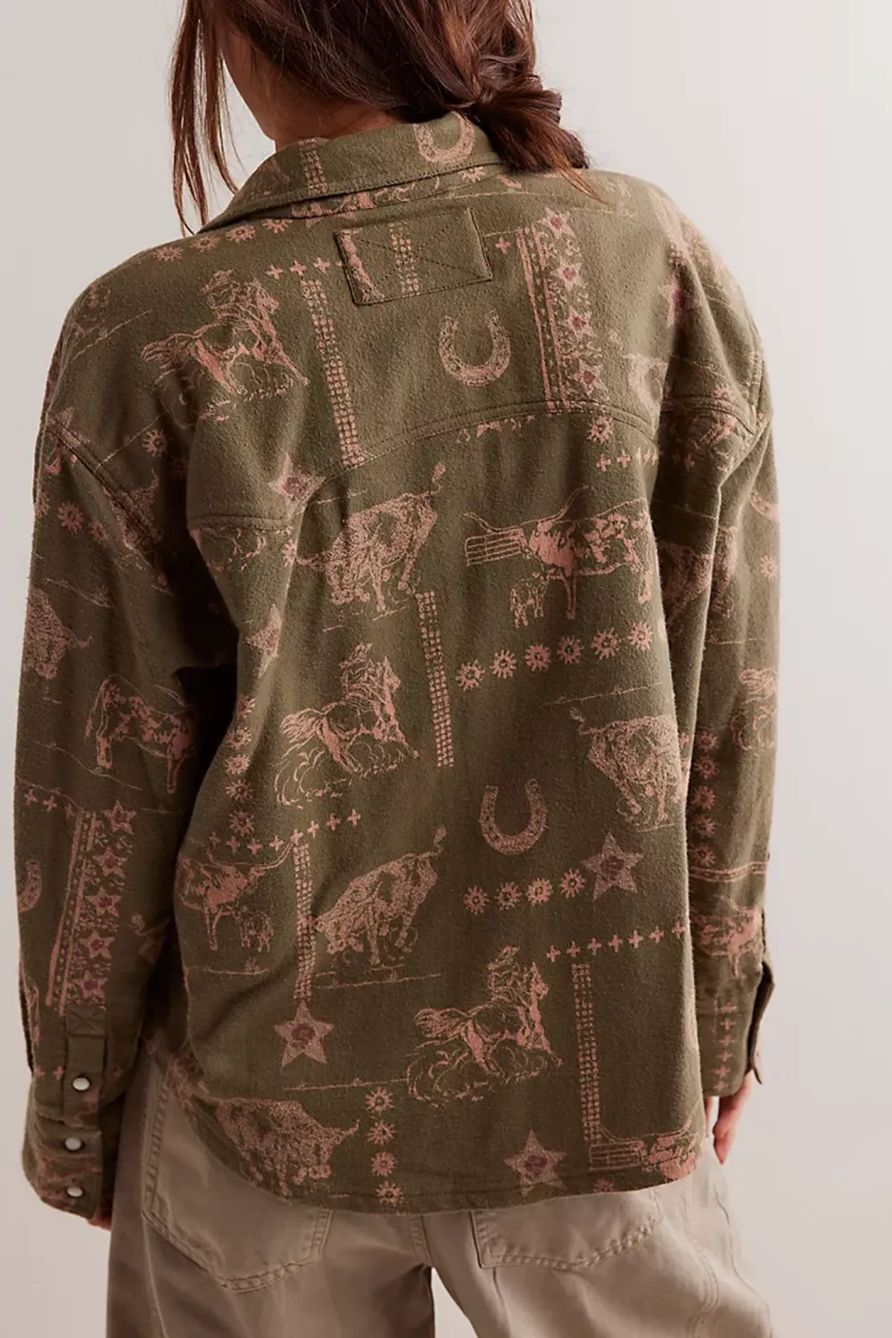 Printed Button Front Utility Shirt