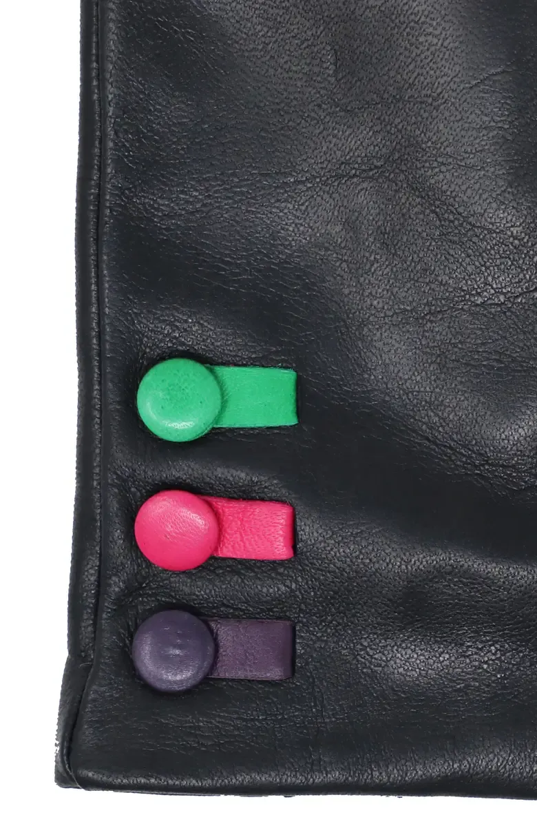 Green And Red Cashmere Lined Leather Gloves