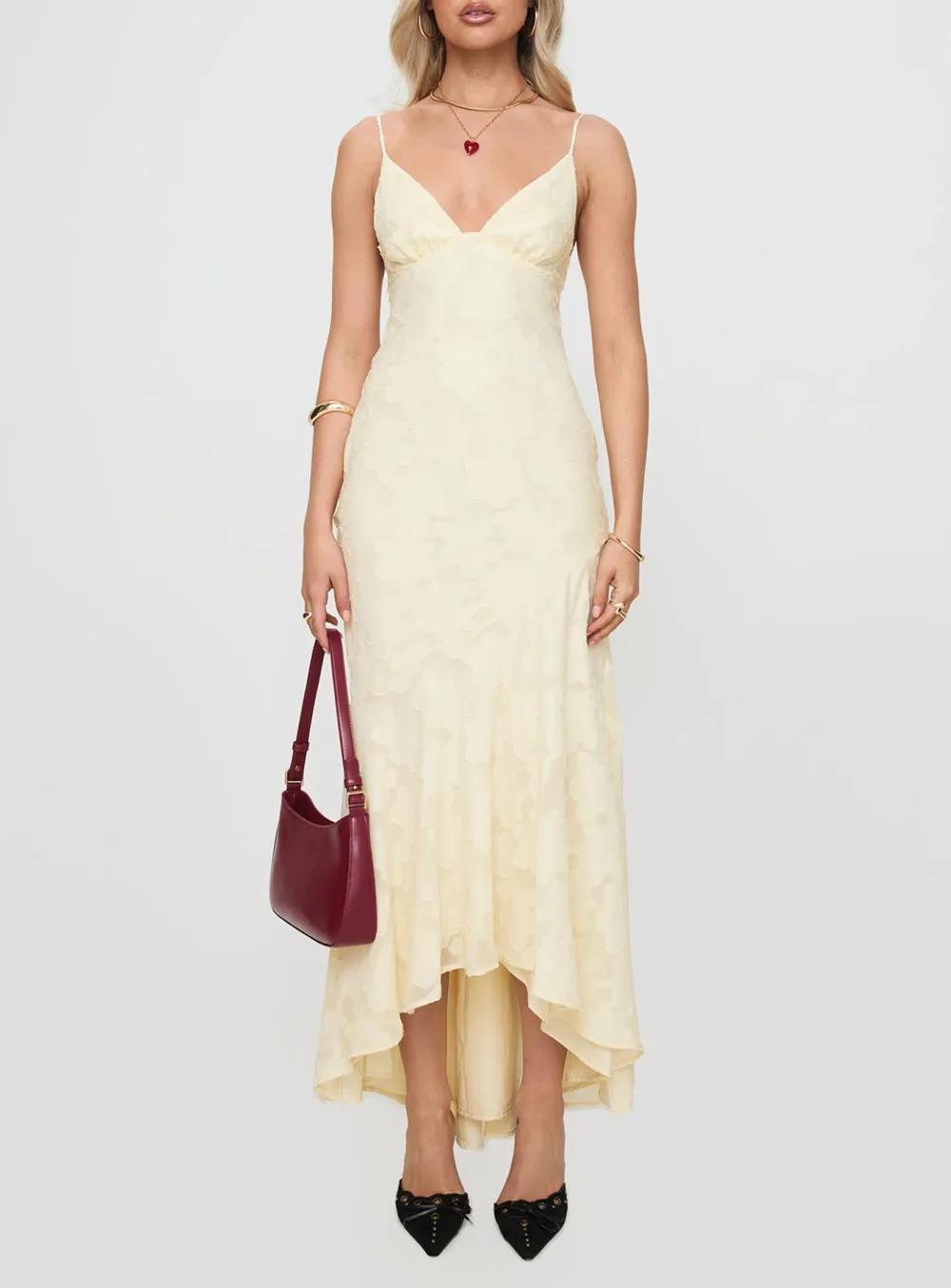 Lace Trimmed Spaghetti Strap Maxi Dress