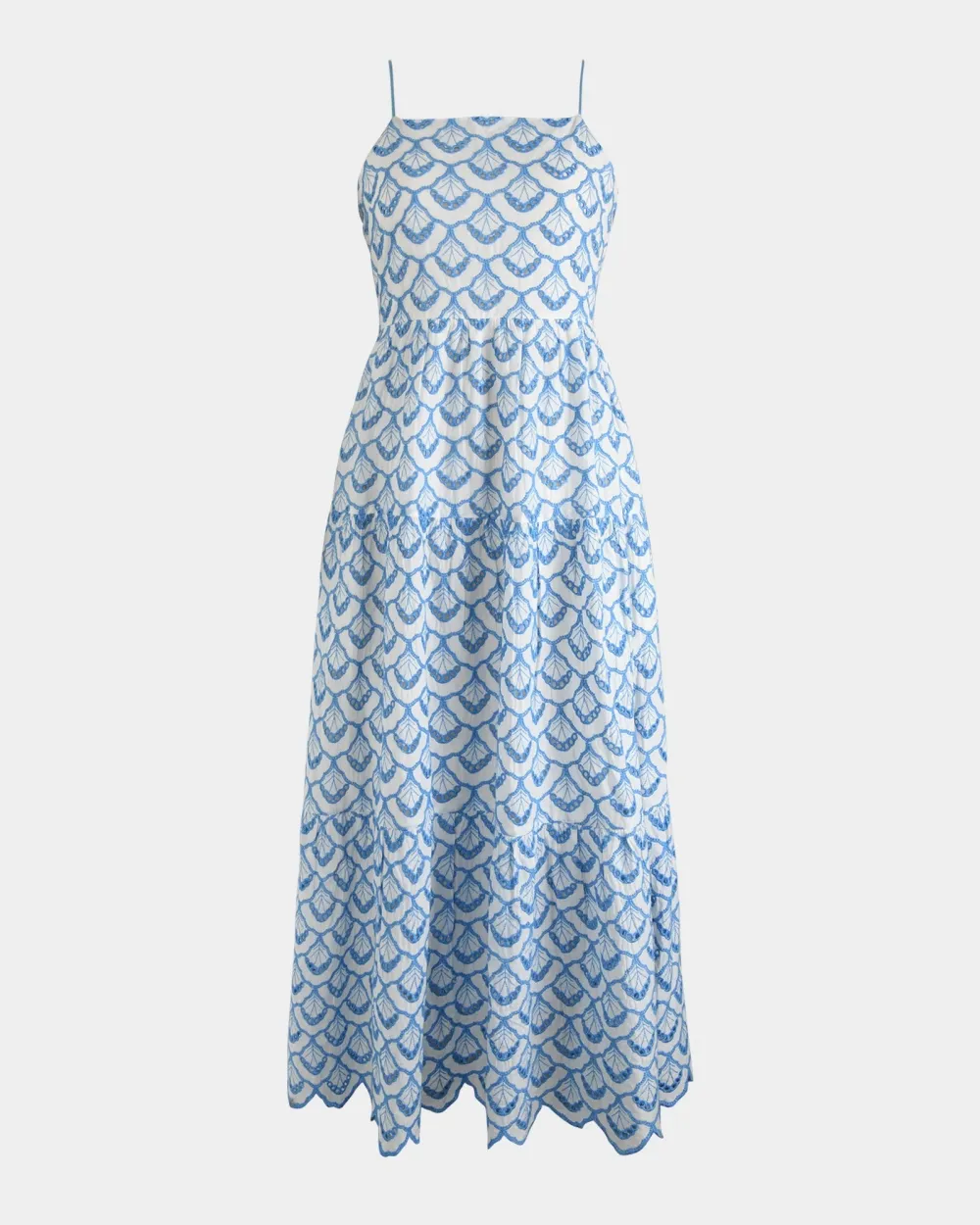 Embroidery Maxi Dress -Blue Lvory