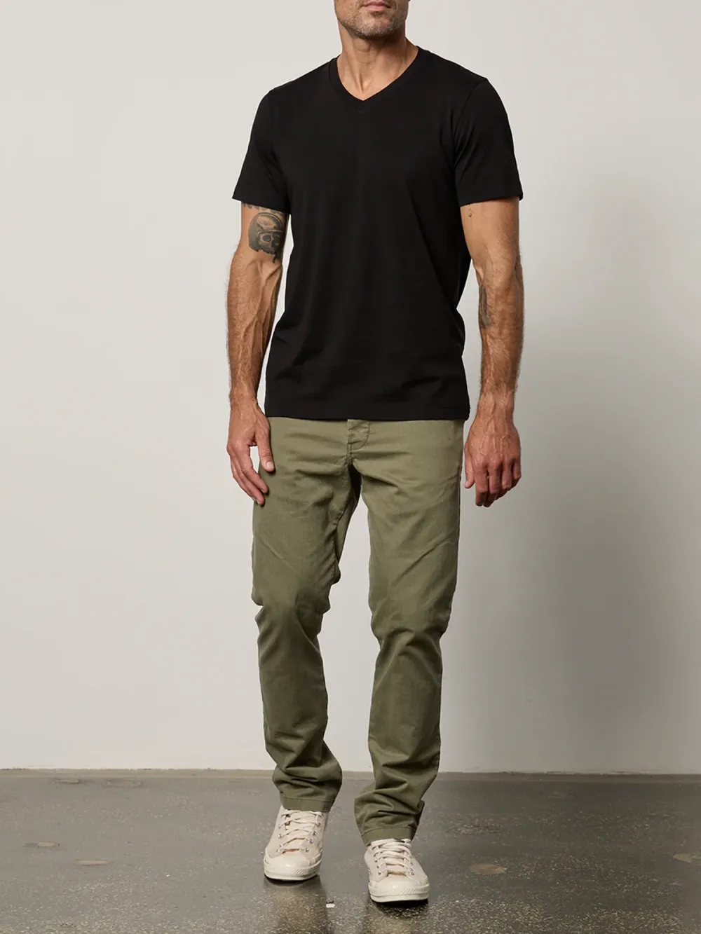 Men's Fashion Cotton V-Neck Solid Short Sleeve T-Shirt