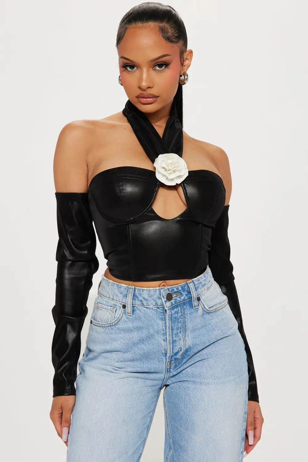 Best Of Both Faux Leather Corset Top - Black