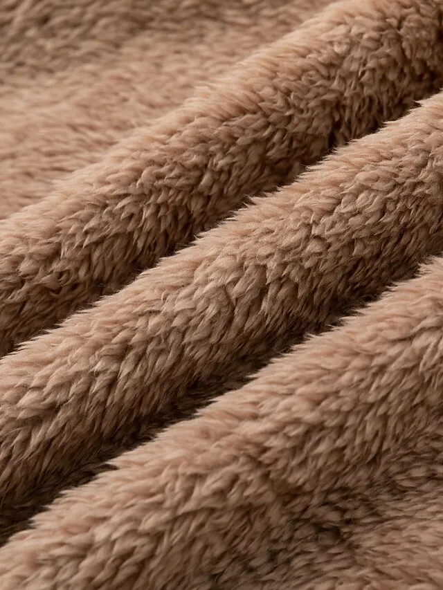 Women's Fleece Jacket Sherpa Jacket Teddy Coat Coat Outdoor Street Daily Fall Winter Long Coat Regular Fit Warm Breathable Casual Jacket Long Sleeve Solid Color Pocket with Pockets Black White Pink