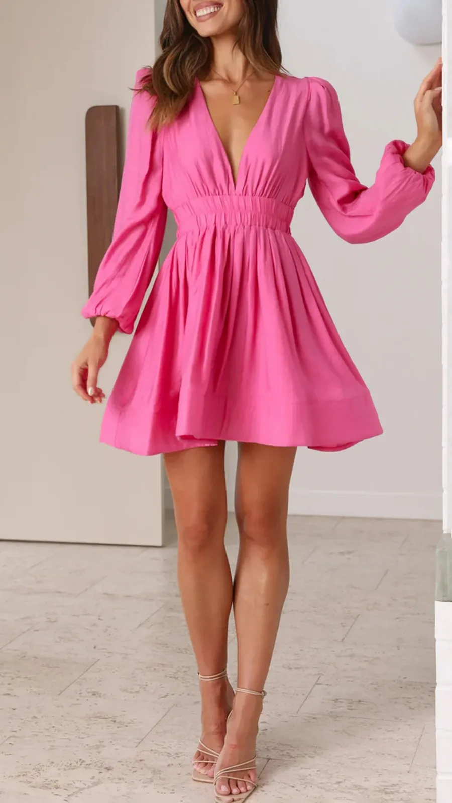 Elasticated Waist Band Mini Dress