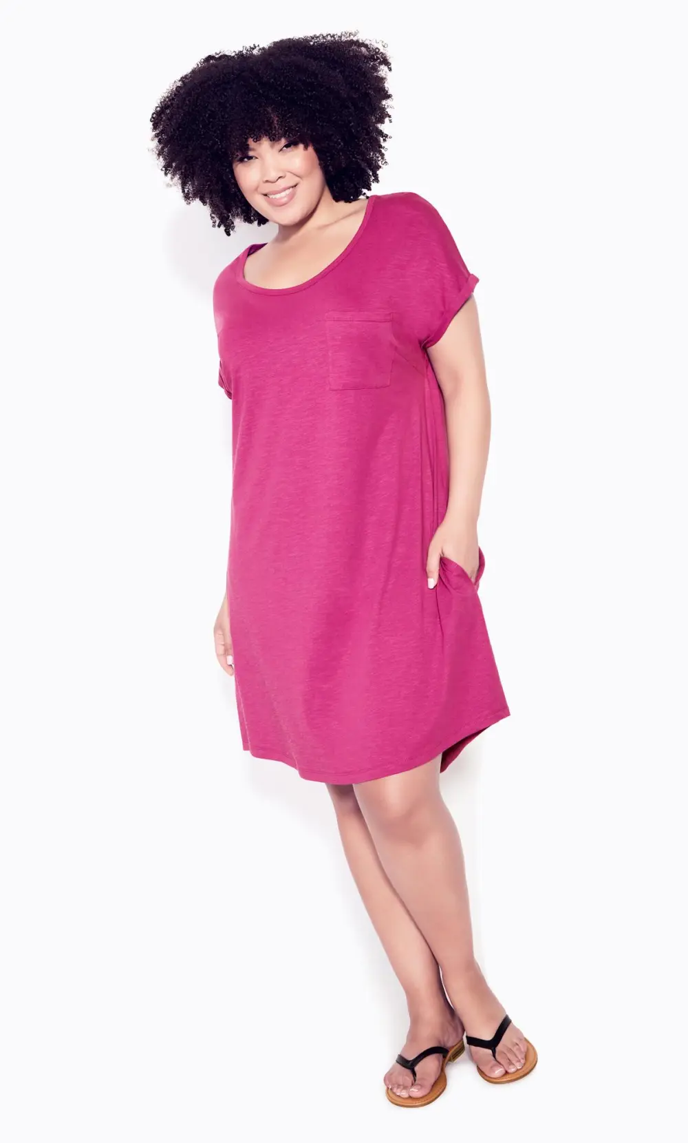Evans Pink Pocket Casual Dress