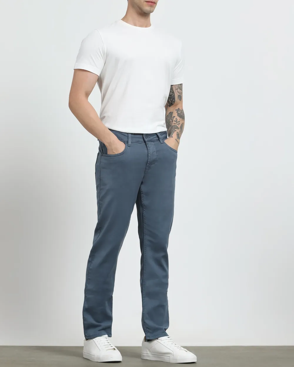 Classic Versatile And Comfortable Straight Blue Grey Jeans