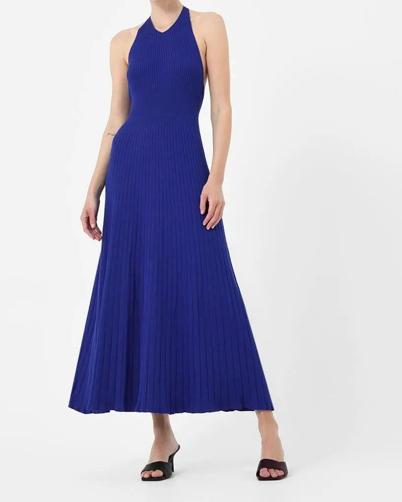 A-line Silhouette Halter Neck Knit Dress