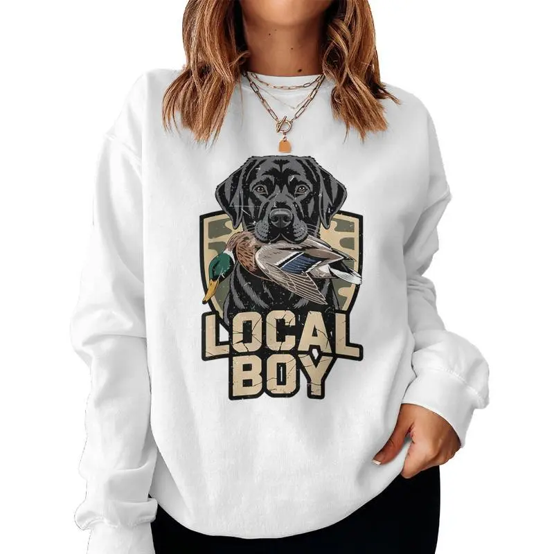 Camo Duck Hunting Local Boy Black Lab Dog Hunting Women Sweatshirt