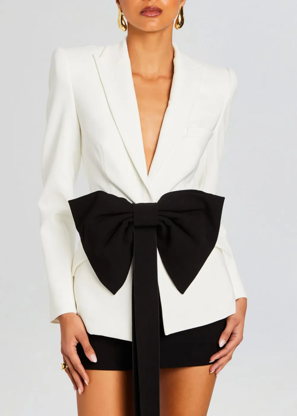 Structured Blazer With Detachable Bow