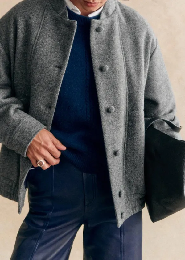 Solid Color Long Sleeve Bomber Jacket