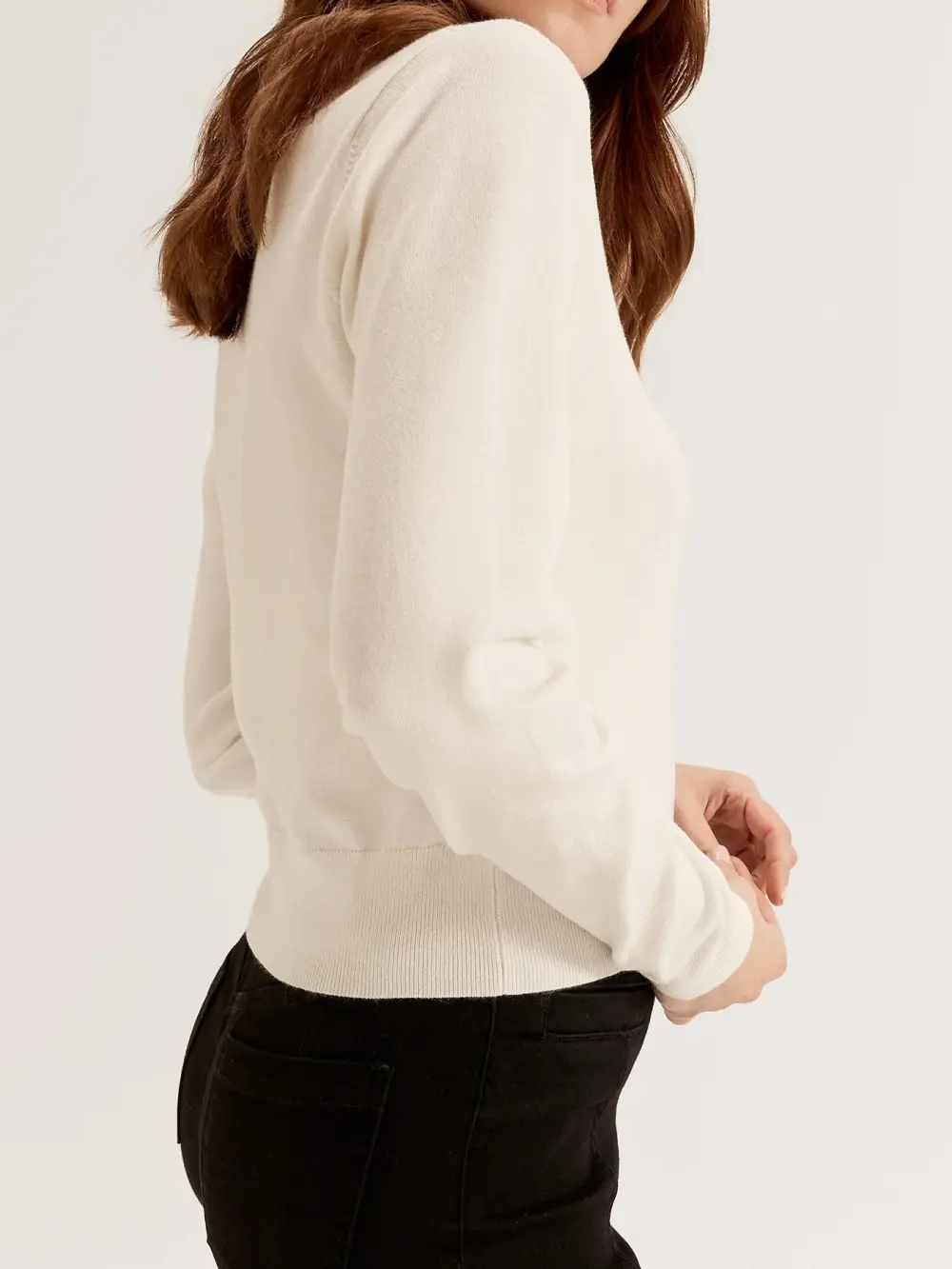 White Button Front Long Sleeve Cardigan