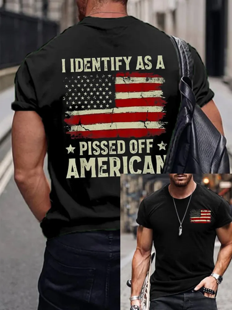 Men'S Shirt I Identify As A Pissed Off American Short-Sleeved T-Shirt