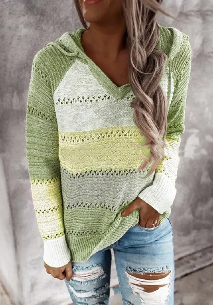Striped Color-Block Knitted Sweater
