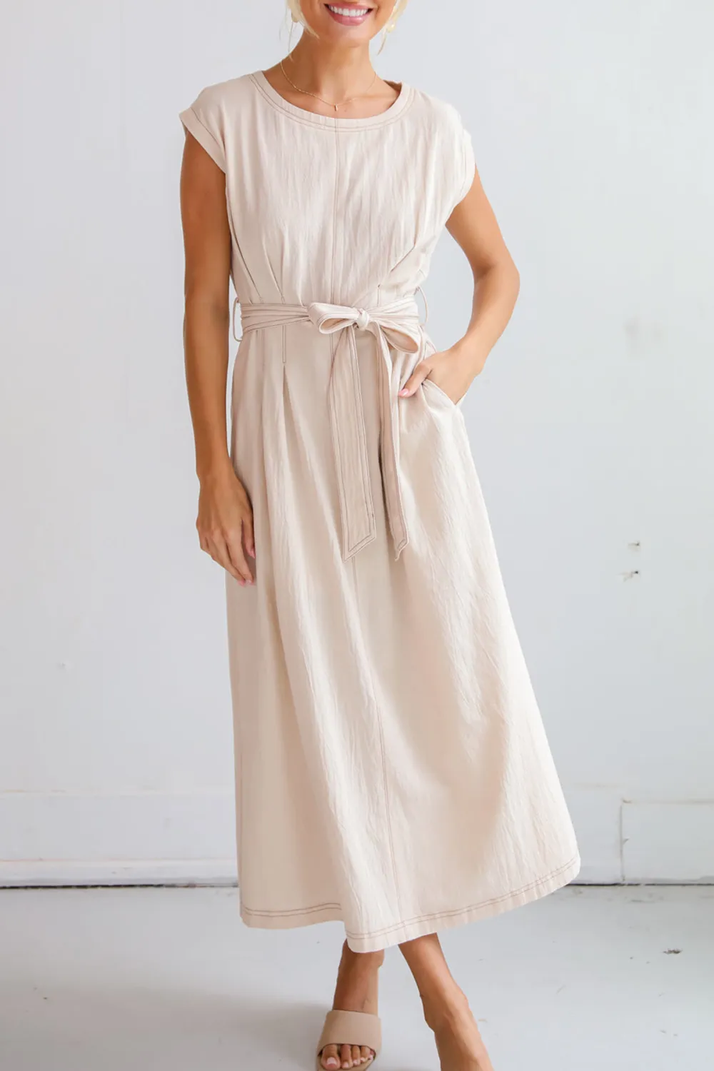 Easy To See Natural Midi Dress