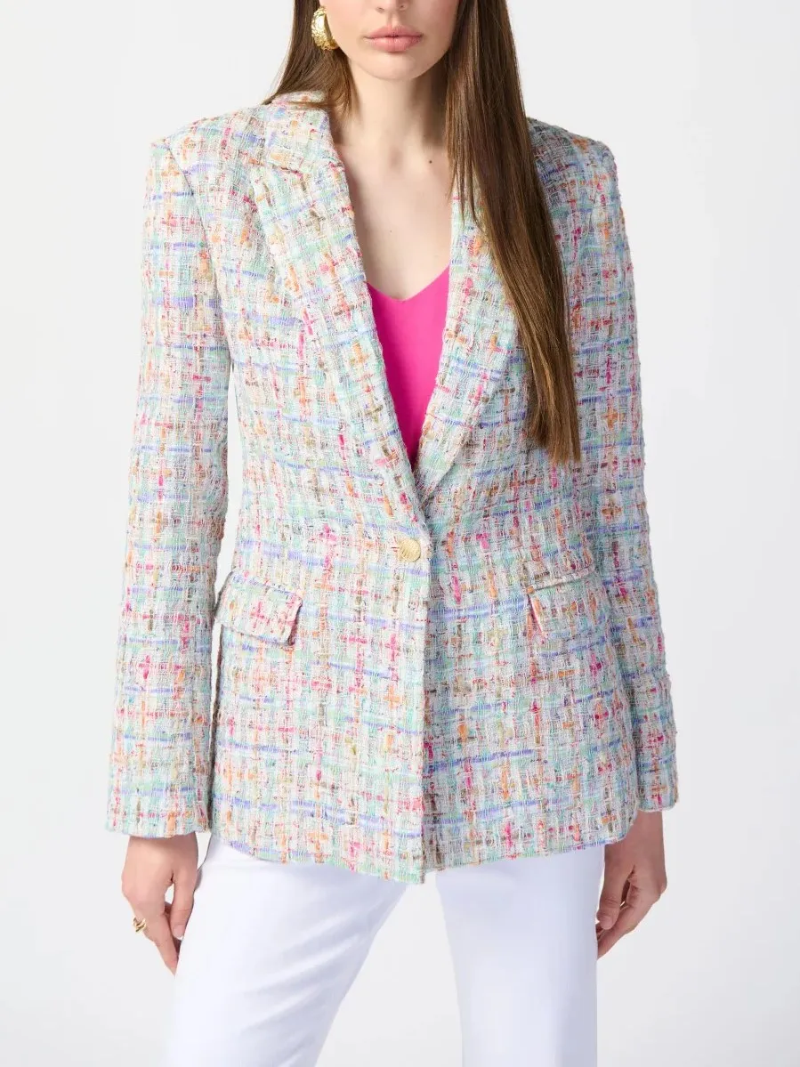 Multicolored Tweed Notch - Lapel Blazer