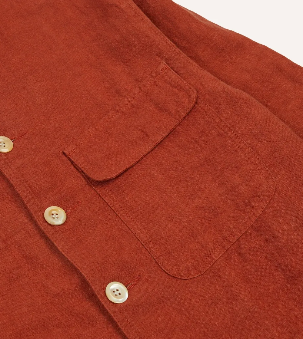 Rust Colored Button Front Cargo Jacket