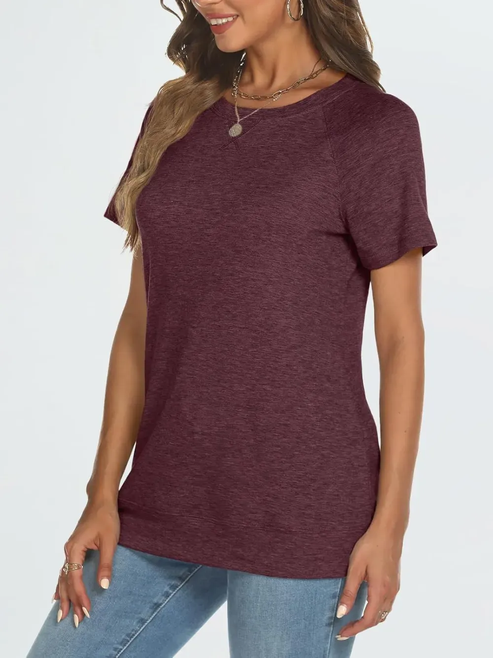 AUTOMET T Shirts Short Sleeve Crewneck Tees for Women Trendy Lightweight Soft Casual Summer Tops Clothes 2024