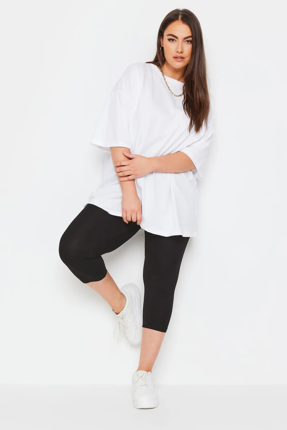 YOURS Curve 2 PACK Black Aztec Print Cropped Leggings