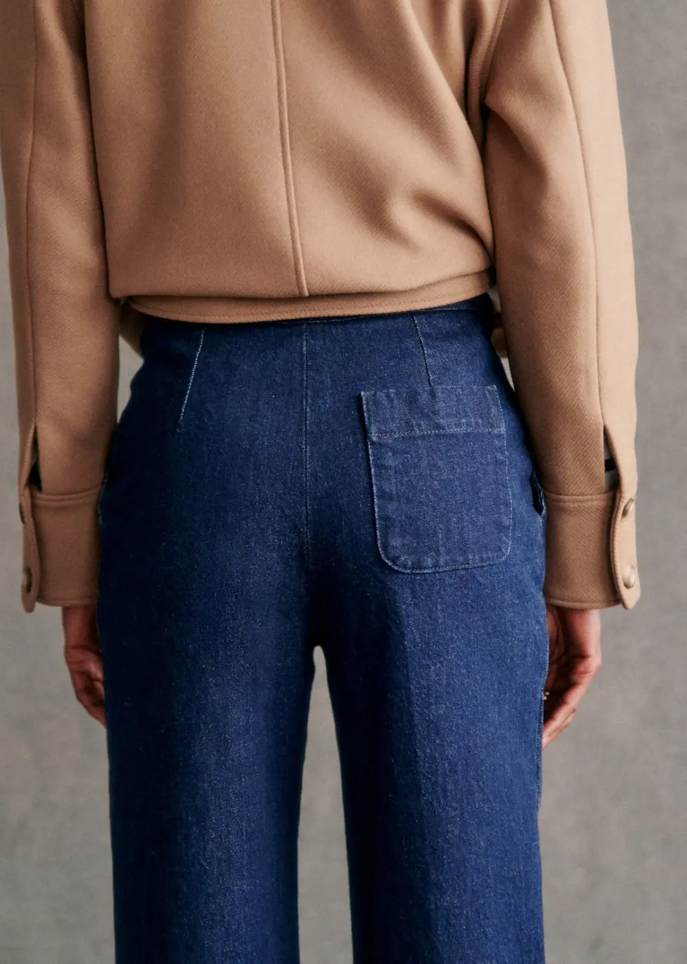High-Rise Two-Button Straight Jeans