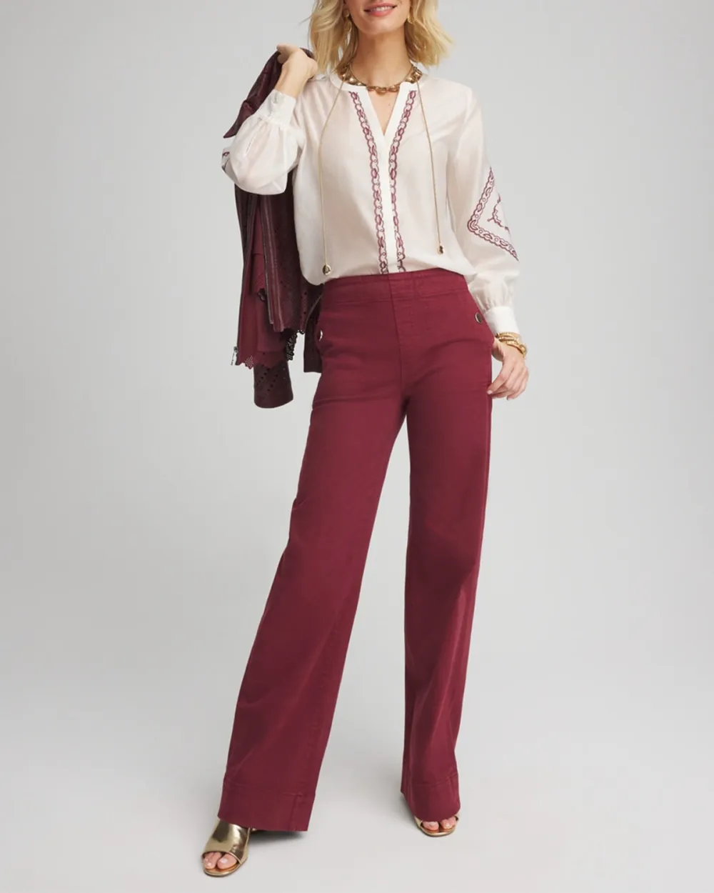 Maroon Flared Corduroy Jeans