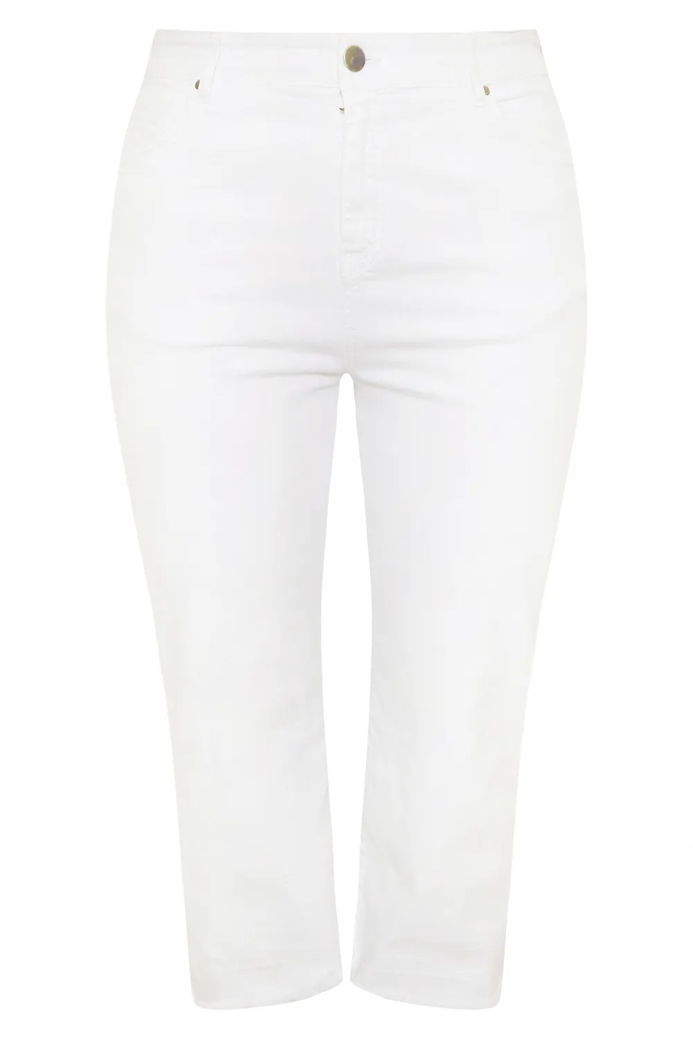 YOURS Curve White Stretch Wide Leg Cropped Jeans