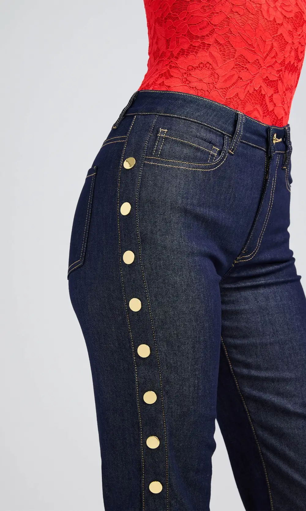 Side Snap Denim Pants