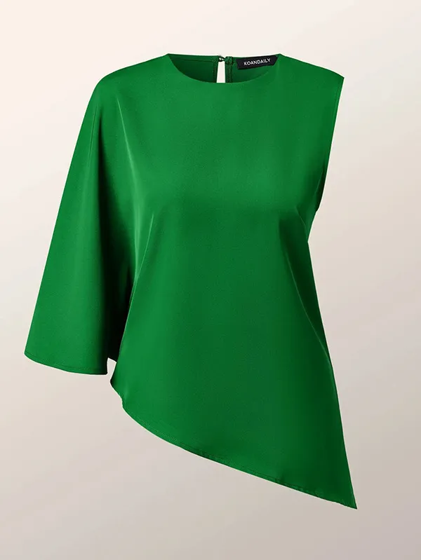Fashion Solid Color Asymmetric T-Shirt